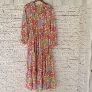 Vibrant Floral Long Sleeve Maxi Dress